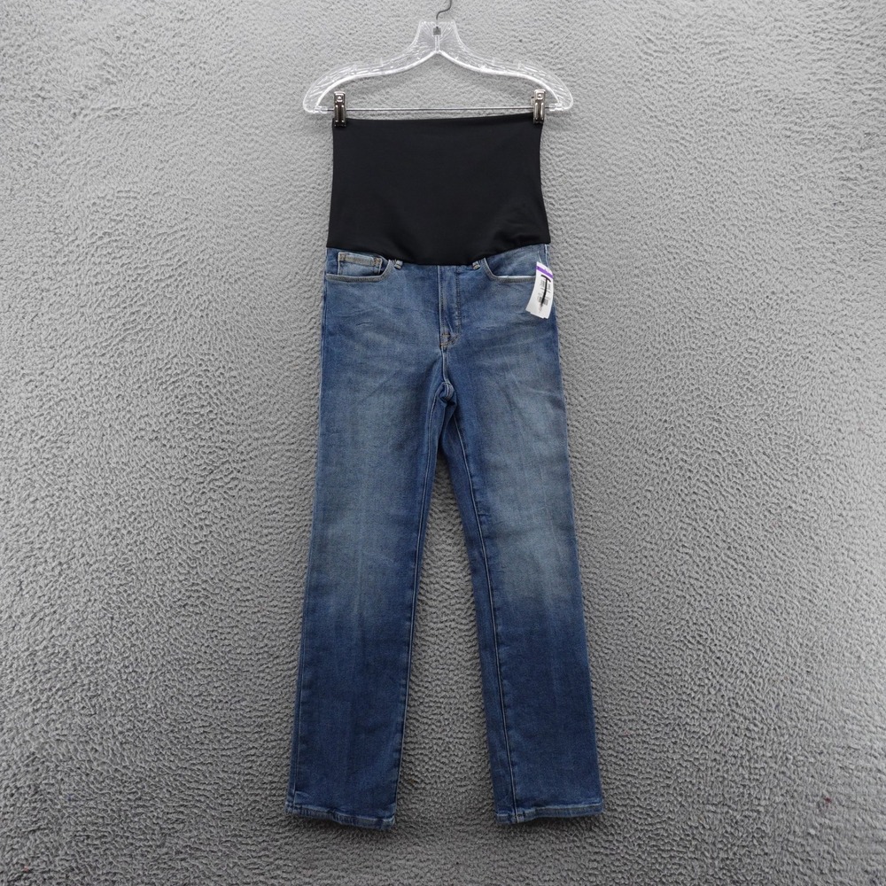 Good American Maternity Jeans Blue Denim Over Belly Stretch Size 00 24 NEW - Picture 1 of 14